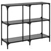 vidaXL Console Table with Black Glass Top 98x30x81 cm Steel