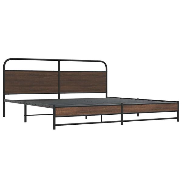 vidaXL Metal Bed Frame without Mattress Brown Oak 200x200 cm