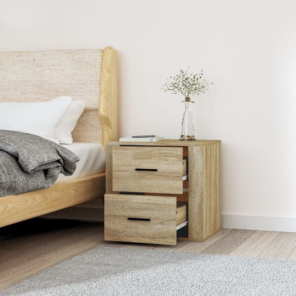 vidaXL Wall-mounted Bedside Cabinet Sonoma Oak 50x36x47 cm