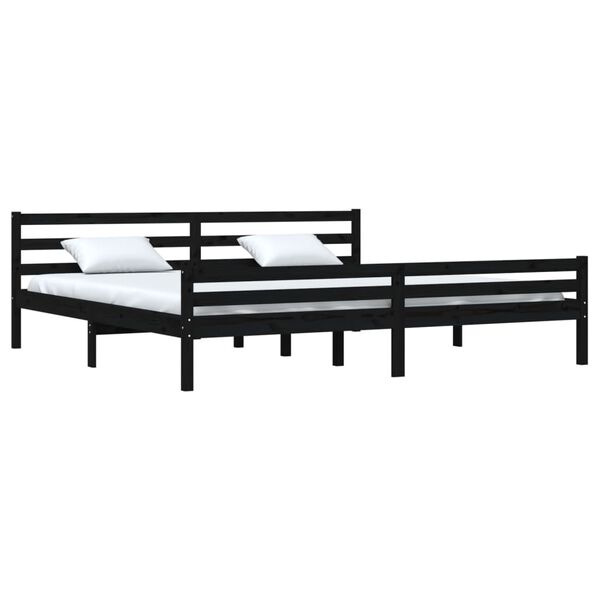 vidaXL Bed Frame without Mattress Black Solid Wood 200x200 cm