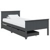 vidaXL Bed Frame without Mattress Dark Grey Solid Wood Pine 100x200 cm (322203+321990)