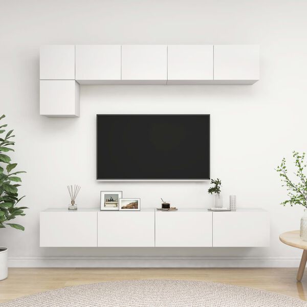 vidaXL 5 Piece TV Cabinet Set White Engineered Wood