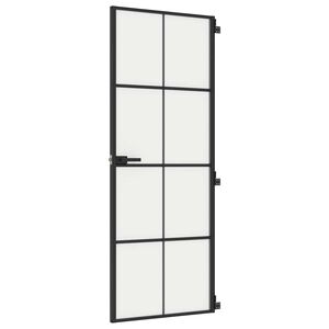 vidaXL Interior Door Slim Black 76x201.5 cm Tempered Glass and Aluminium