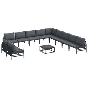 vidaXL Garden Sofa Set 12 pcs Black Steel