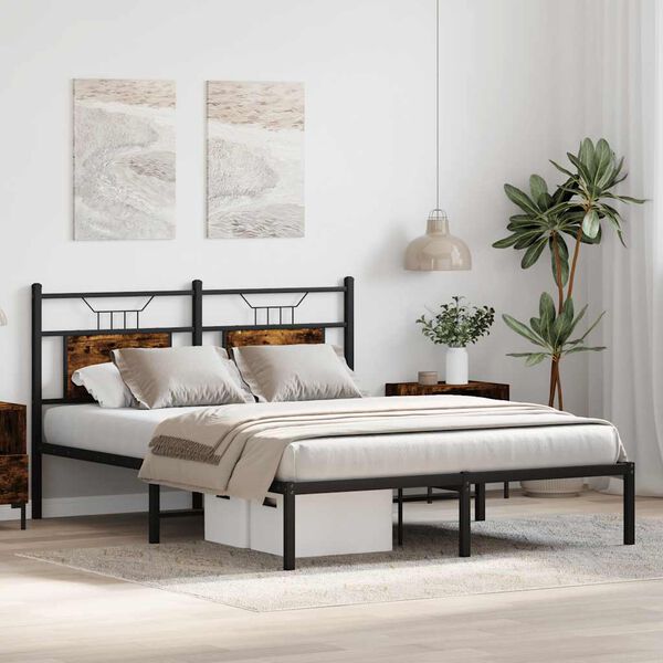 vidaXL Bed Frame without Mattress Smoked Oak 137x190 cm Engineered Wood