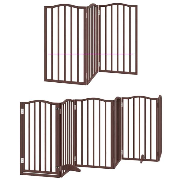 vidaXL Dog Gate with Door Foldable 15 Panels Brown 750 cm Poplar Wood