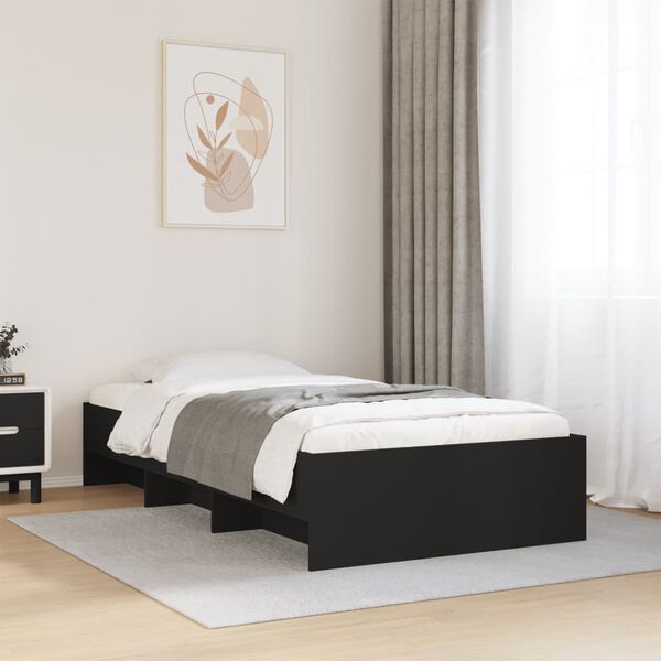 vidaXL Bed Frame without Mattress Black 90x200 cm Engineered Wood
