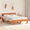 vidaXL Bed Frame with Headboard Wax Brown 150 x 200 cm Solid Pine Wood
