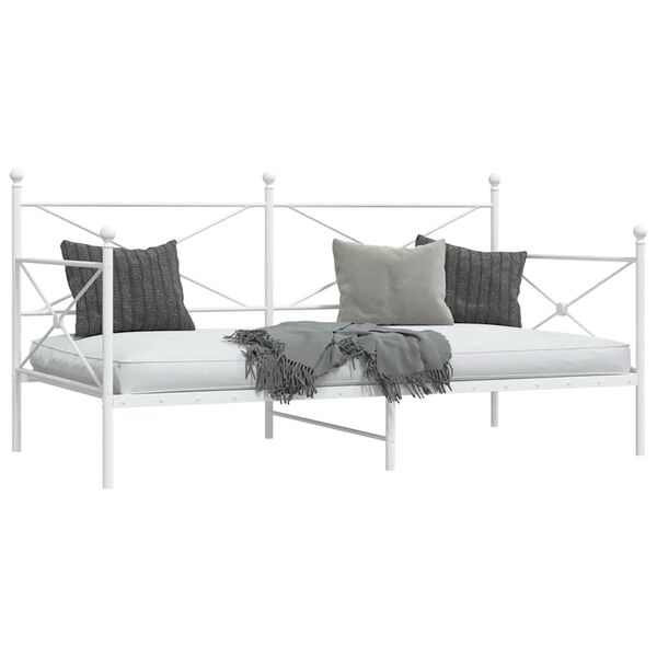 vidaXL Day Bed without Mattress White 100x190 cm Steel