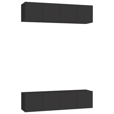 vidaXL TV Cabinets 4 pcs Black 60x30x30 cm Engineered Wood