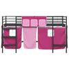 vidaXL Kids'Loft Bed Frame with Curtains Black and Pink 100 x 200 cm