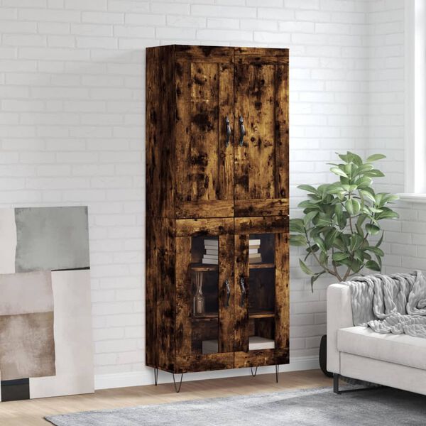 vidaXL Highboard Smoked Oak 69.5x34x180 cm Engineered Wood