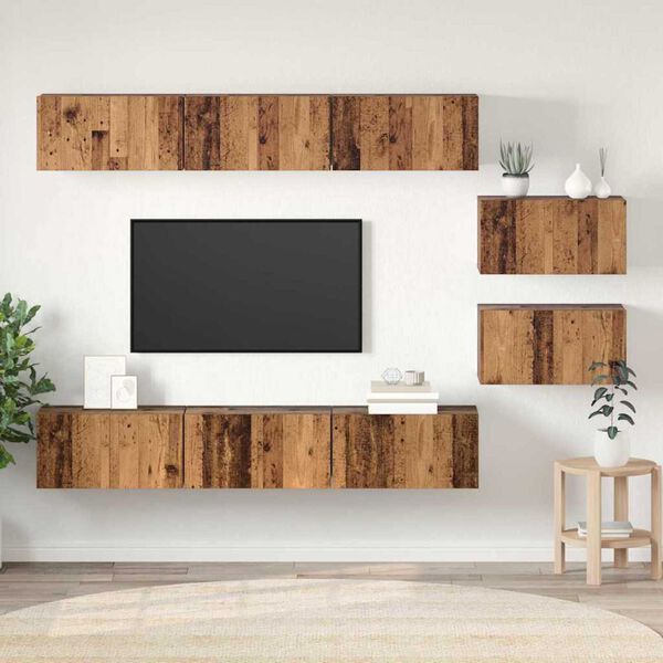 vidaXL TV Cabinet Set Wall-mounted Old Wood Engineered Wood