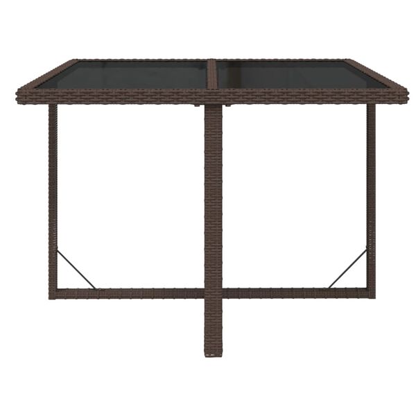 vidaXL Garden Table Brown 109x107x74 cm Poly Rattan and Glass