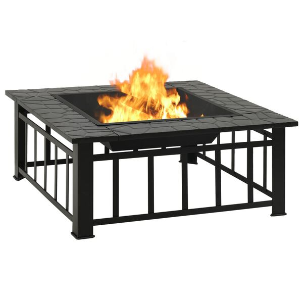 vidaXL Fire Pit with Poker 79x79x46.5 cm XXL Steel
