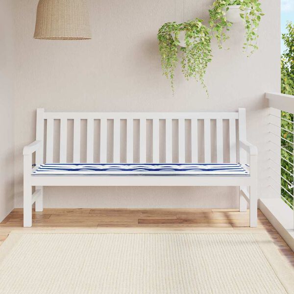 vidaXL Garden Bench Cushion Striped Blue and white 180 x 50 x 4 cm