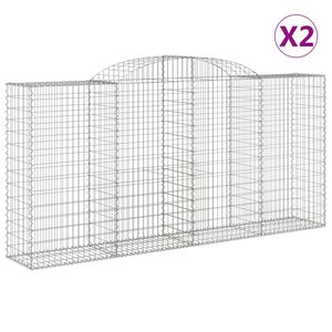 vidaXL Arched Gabion Baskets 2 pcs 300x50x140/160 cm Galvanised Iron