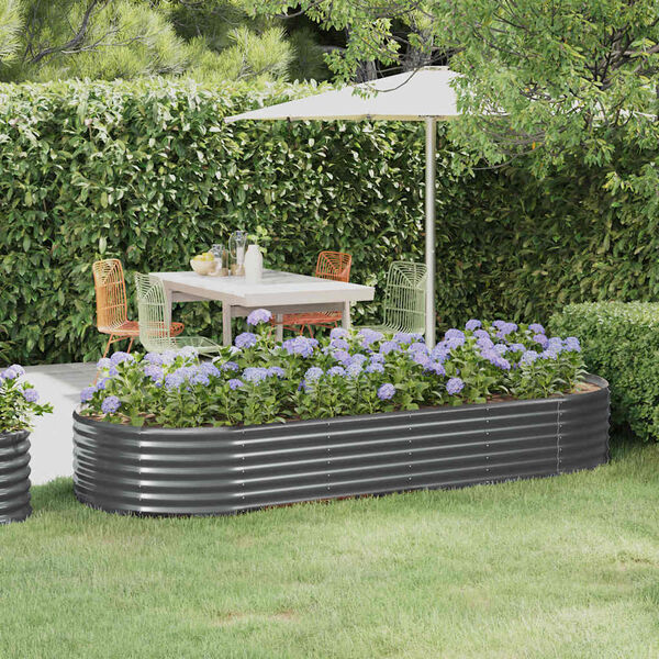 vidaXL Garden Raised Bed Galvanised Steel 249x100x36 cm Anthracite