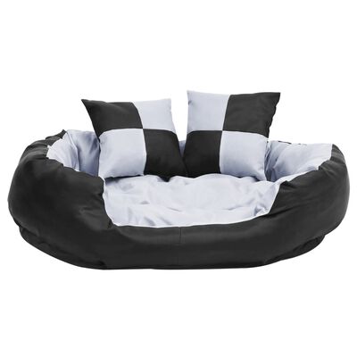 vidaXL Reversible & Washable Dog Cushion Grey and Black 85x70x20 cm