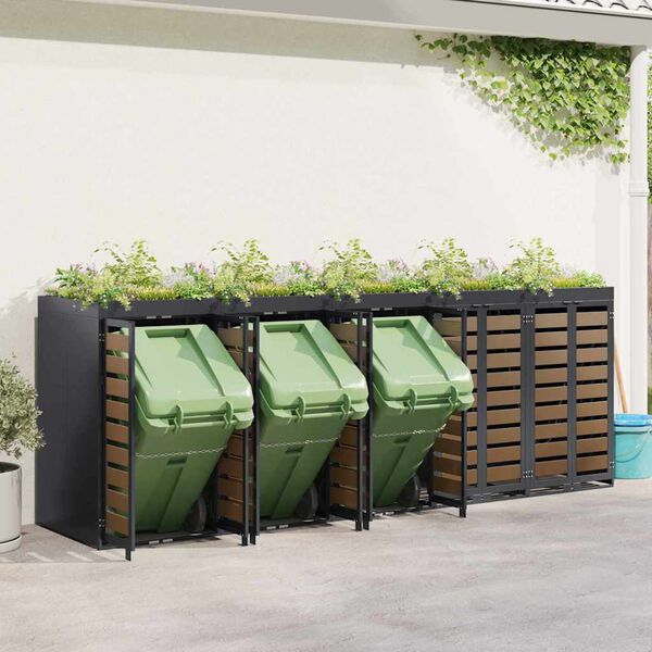 vidaXL Wheelie Bin Storage for 5 Bins Anthracite 340 x 77.5 x 121.5 cm