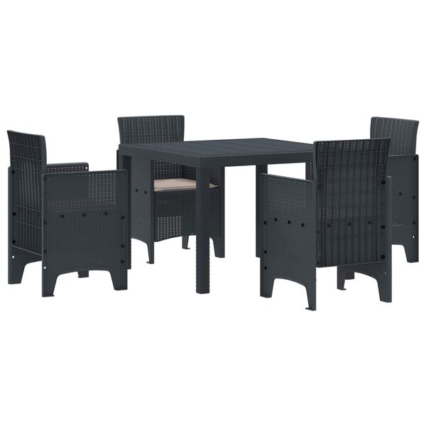 vidaXL Garden Dining Set 5 pcs Anthracite Polypropylene