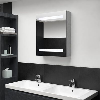 vidaXL LED Bathroom Mirror Cabinet Concrete Grey 50x14x60 cm
