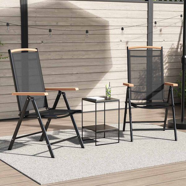 vidaXL Folding Garden Chairs 2 pcs Aluminium and Textilene Black