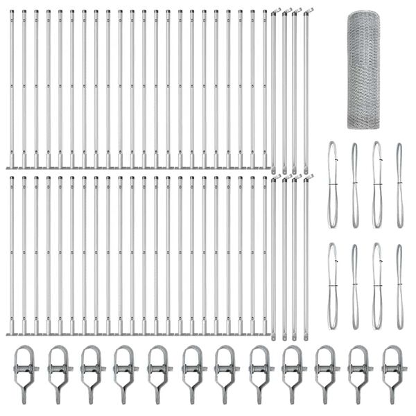 vidaXL Fence Post Silver 100 x 0.6 m (13 mm mesh) Steel