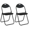 vidaXL Folding Chair 2 pcs Faux Leather Black 48 x 43.5 x 81 cm