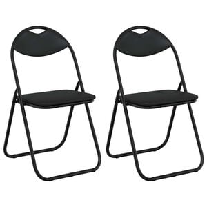 vidaXL Folding Chair 2 pcs Faux Leather Black 48 x 43.5 x 81 cm