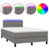 vidaXL Box Spring Bed with Mattress&LED Dark Grey 120x200cm Fabric