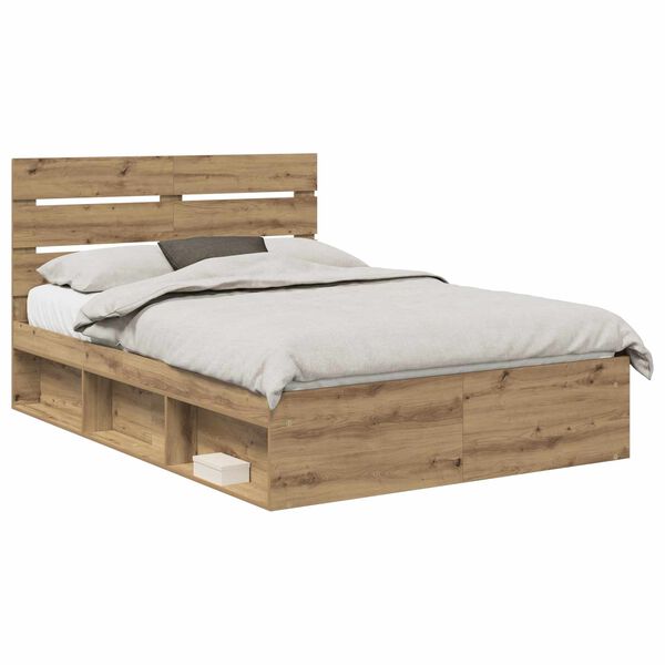 vidaXL Bed Frame Artisian Oak 160 x 200 cm Solid Pine Wood
