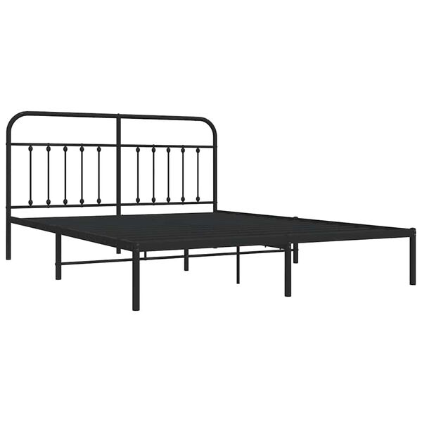 vidaXL Metal Bed Frame without Mattress with Headboard Black 183x213cm