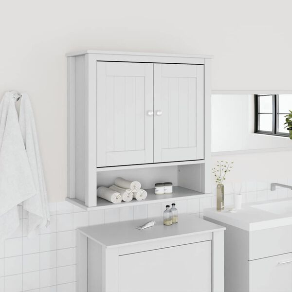 vidaXL Bathroom Wall Cabinet BERG White 69.5x27x71.5 cm Solid Wood