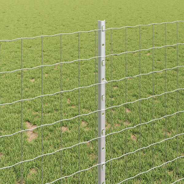 vidaXL Fence with Post Silver 1 x 10 m Steel