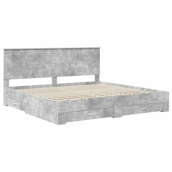 vidaXL Bed Frame Concrete Grey 200 x 200 cm Engineered Wood
