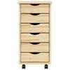 vidaXL Rolling Cabinet with Drawers MOSS Clear Varnish Solid Pine wood