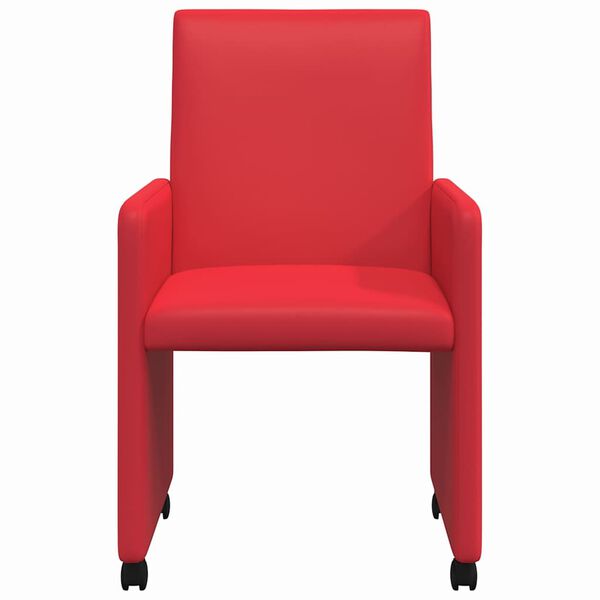 vidaXL Dining Chairs with Wheels with Wheels 2 pcs Red 57 x 66 x 94 cm