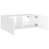 vidaXL TV Wall Cabinet with LED Lights White 80x35x31 cm