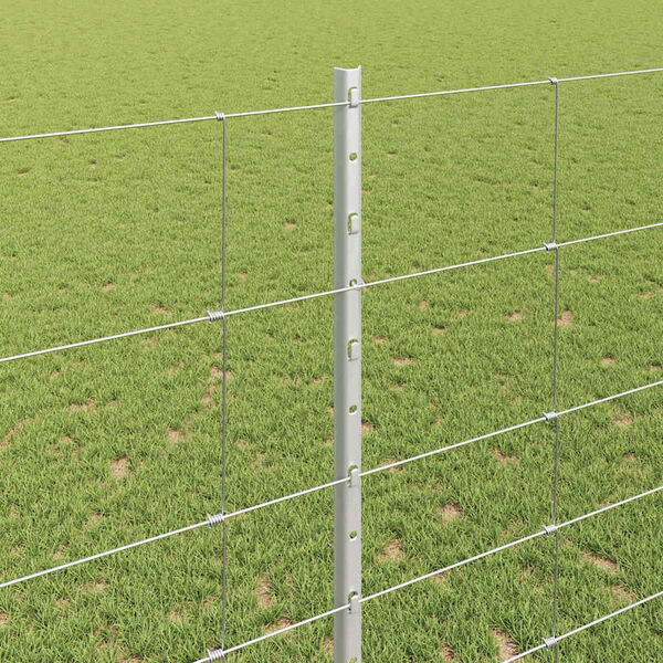vidaXL Fence with Post Silver 1.4 x 25 m Steel