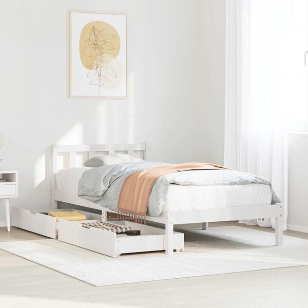 vidaXL Bed Frame without Mattress White 90x200 cm Solid Wood Pine