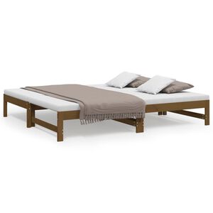 vidaXL Pull-out Day Bed without Mattress Honey Brown 2x(90x190) cm