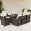 vidaXL 9 Piece Garden Dining Set with Cushions Brown Poly Rattan