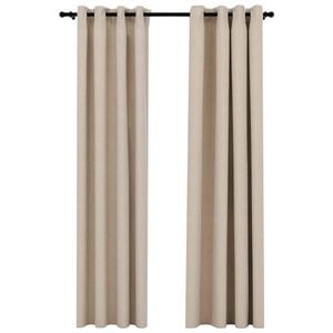 vidaXL Linen-Look Blackout Curtains with Grommets 2pcs Beige 140x225cm