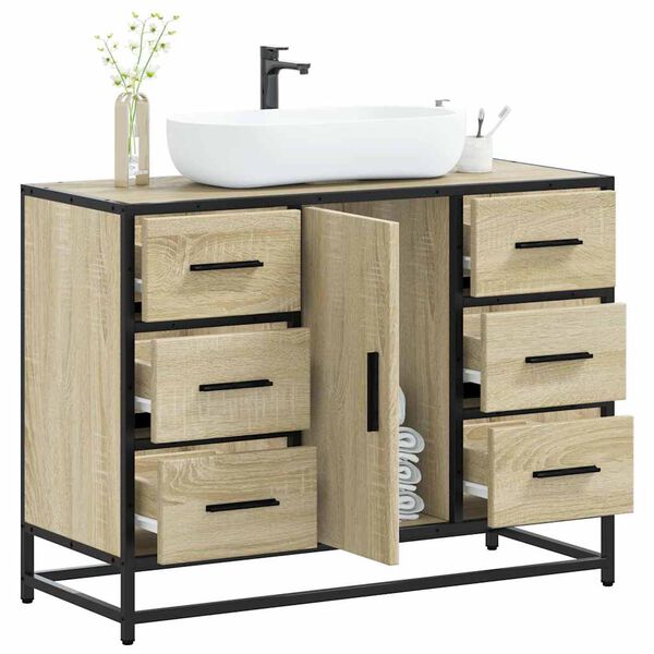 vidaXL Bathroom Sink Cabinet Sonoma Oak 80x33x60 cm Engineered Wood