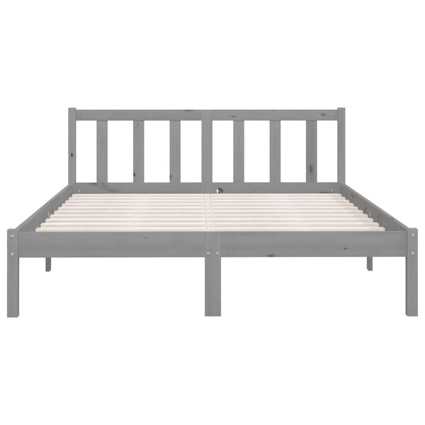 vidaXL Bed Frame without Mattress Grey Solid Wood Pine King Size