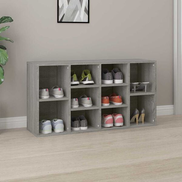 vidaXL Shoe Bench Grey Sonoma 103x30x55 cm Engineered Wood