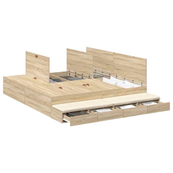 vidaXL Storage Bed Frame with Drawer Sonoma Oak 200 cm Engineered Wood