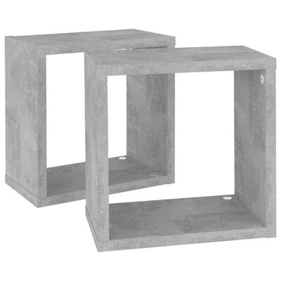 vidaXL Wall Cube Shelves 2 pcs Concrete Grey 26x15x26 cm