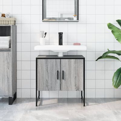 vidaXL Bathroom Sink Cabinet Grey Sonoma 60x33x60 cm Engineered Wood